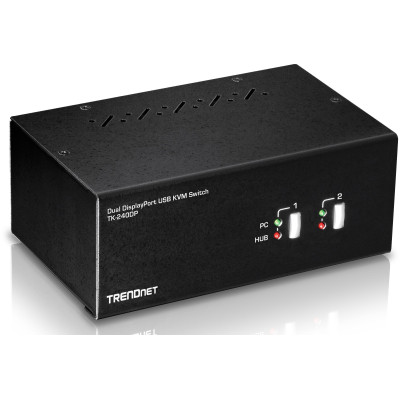TRENDnet TK-240DP 2-Port Desktop KVM Switch, 2560 x 1440 @144Hz resolution, 2 USB 2.0